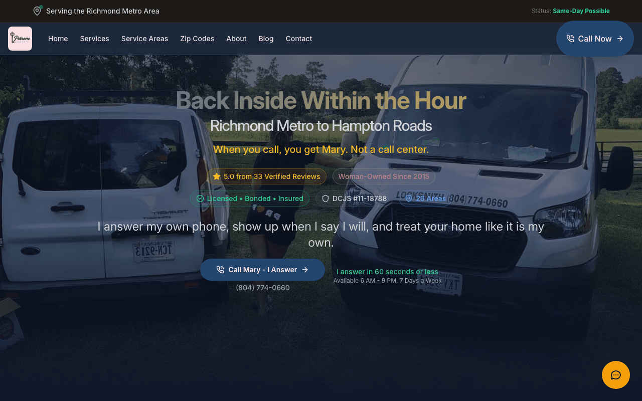 Petrone Locksmith website